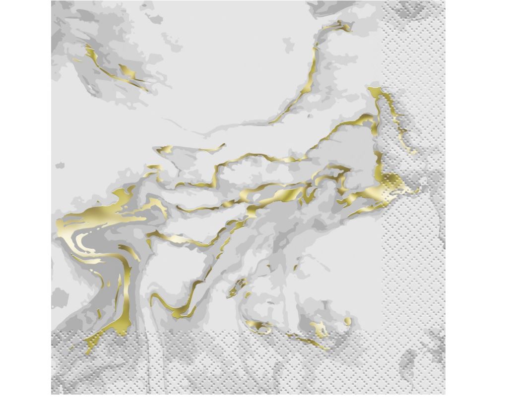 Gold Foil Marble Luncheon Napkins  20ct