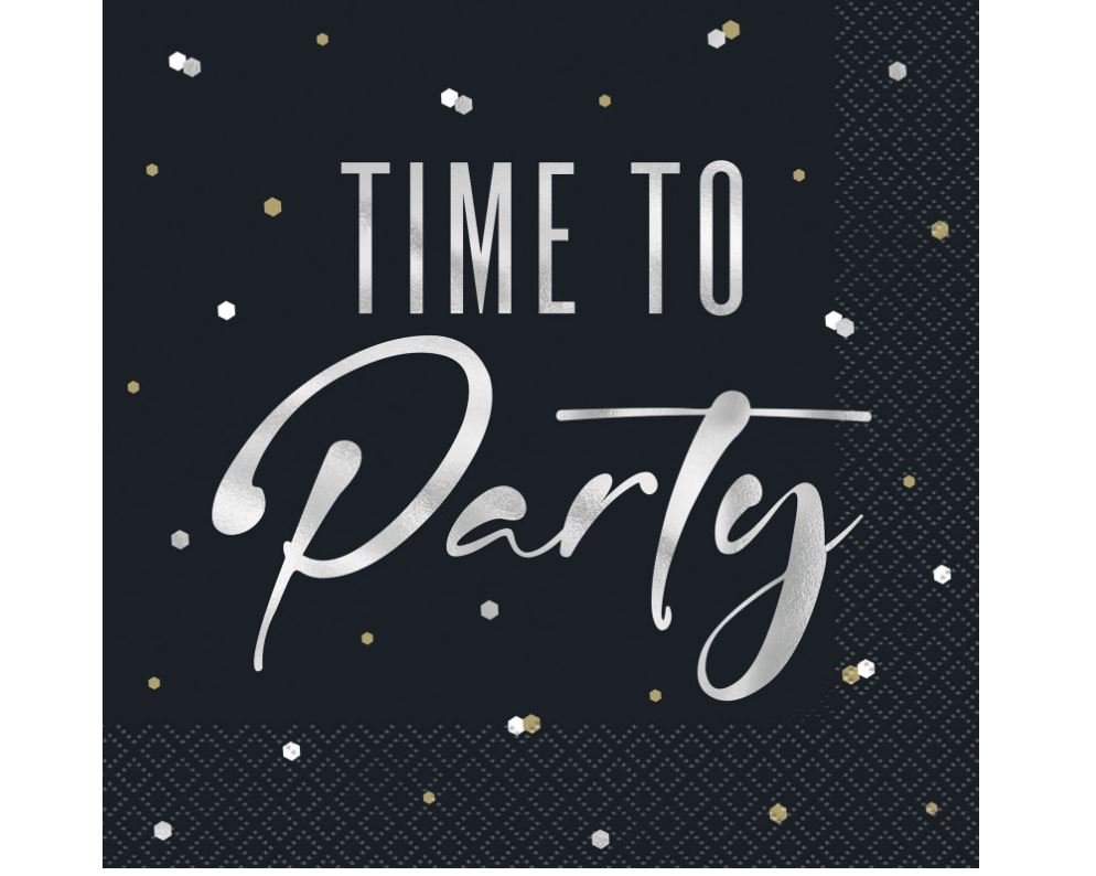 Silver Happy Birthday Luncheon Napkins  16ct - Foil Stamping