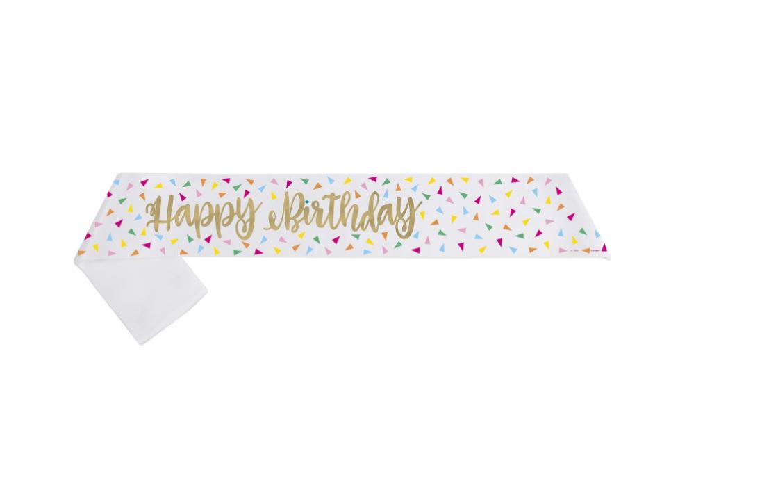 Gold Foil Stamping "Happy Birthday" Sash