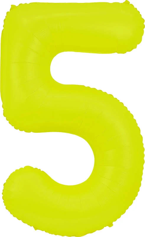 40" Neon Yellow Number Mylar Balloon