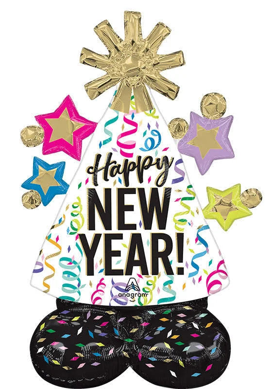 36" HAPPY NEW YEAR CONFETTI CHEER SATIN AIRLOONZ
