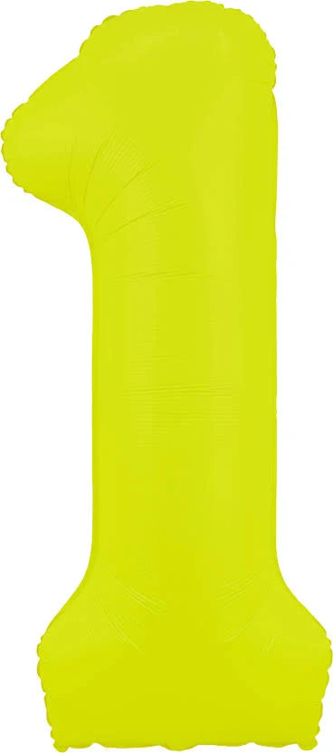 40" Neon Yellow Number Mylar Balloon