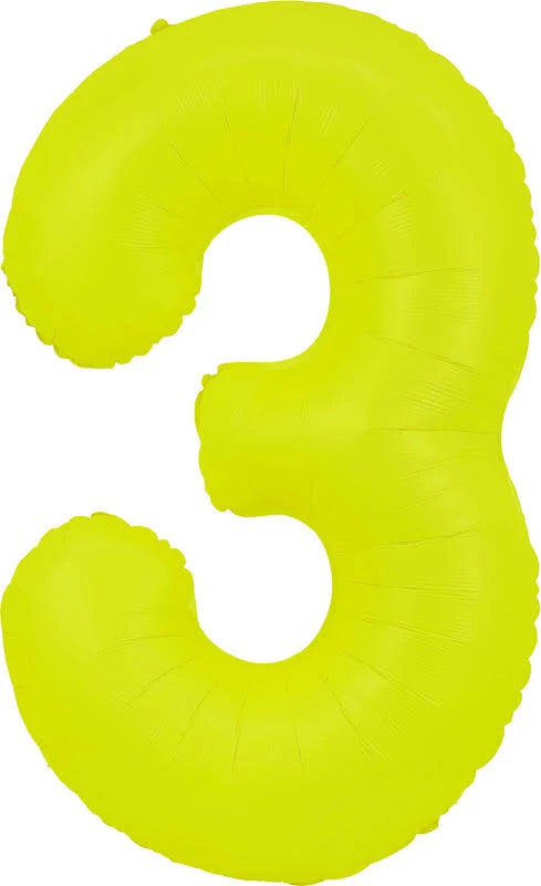 40" Neon Yellow Number Mylar Balloon