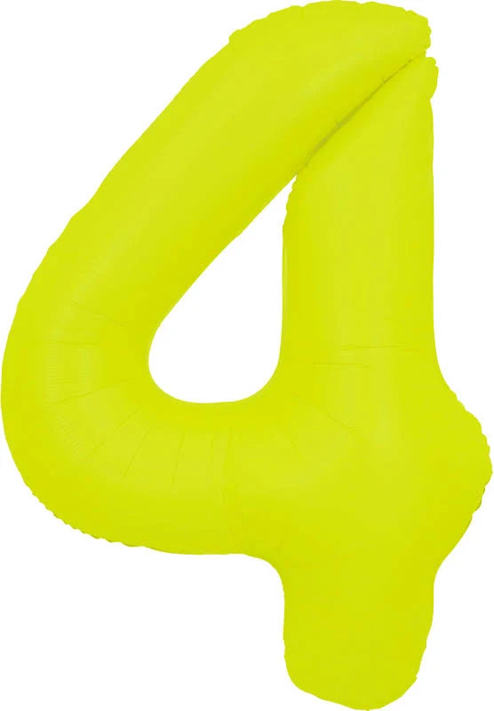 40" Neon Yellow Number Mylar Balloon