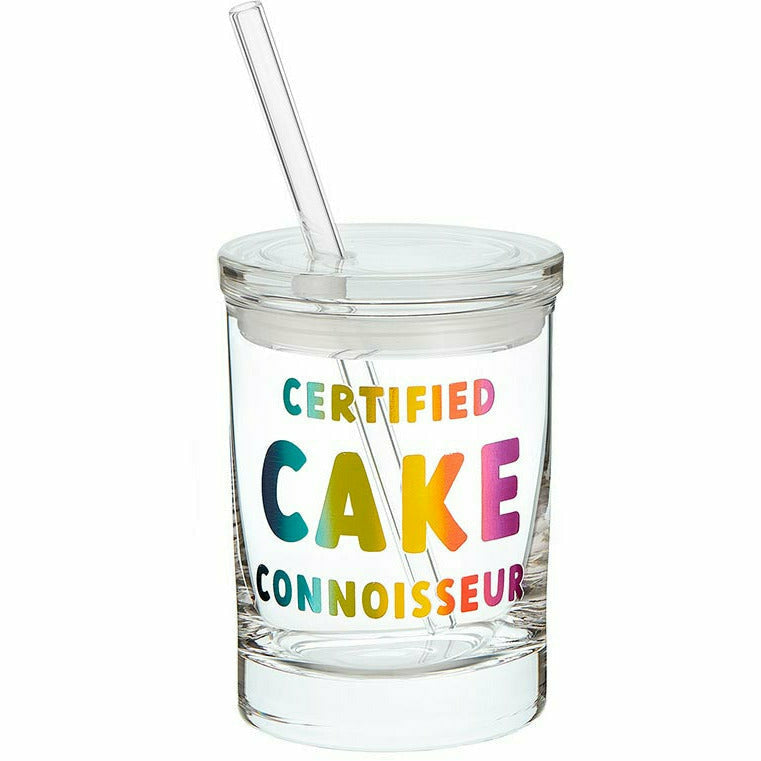 Slant Collections BOUTIQUE Glass DOF with Lid and Straw - Certified Cake Connoisseur