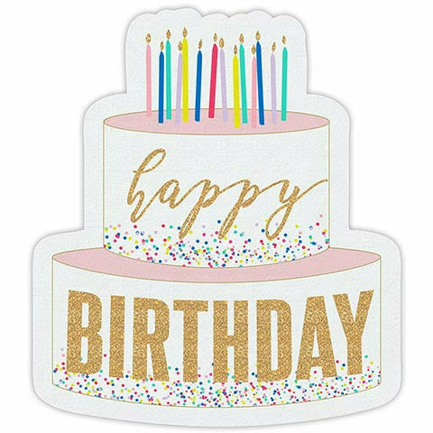 Slant Collections BOUTIQUE "Happy Birthday" Cake Shaped Napkins - 20 Count