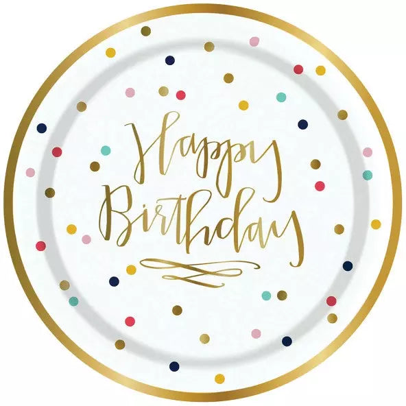 Slant Collections BOUTIQUE Paper Plate - Happy Birthday Confetti