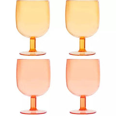 Stackable Wine Glasses Set - Pink Orange - Set of 4 - Slant