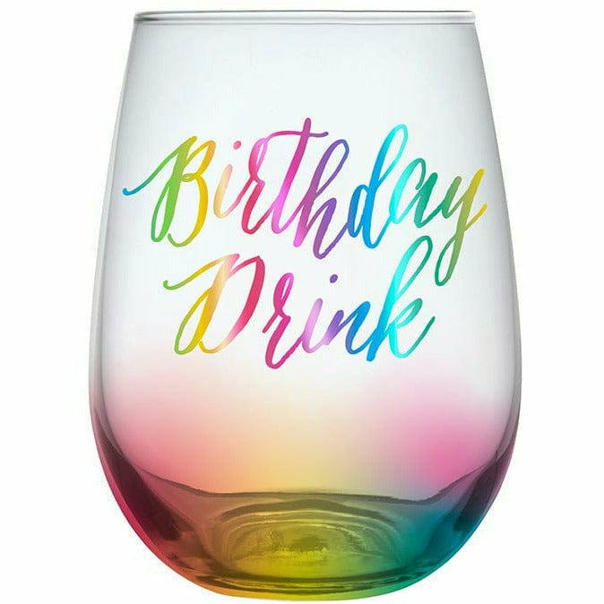 Slant Collections BOUTIQUE Stemless Wine Glass - "Birthday Drink"