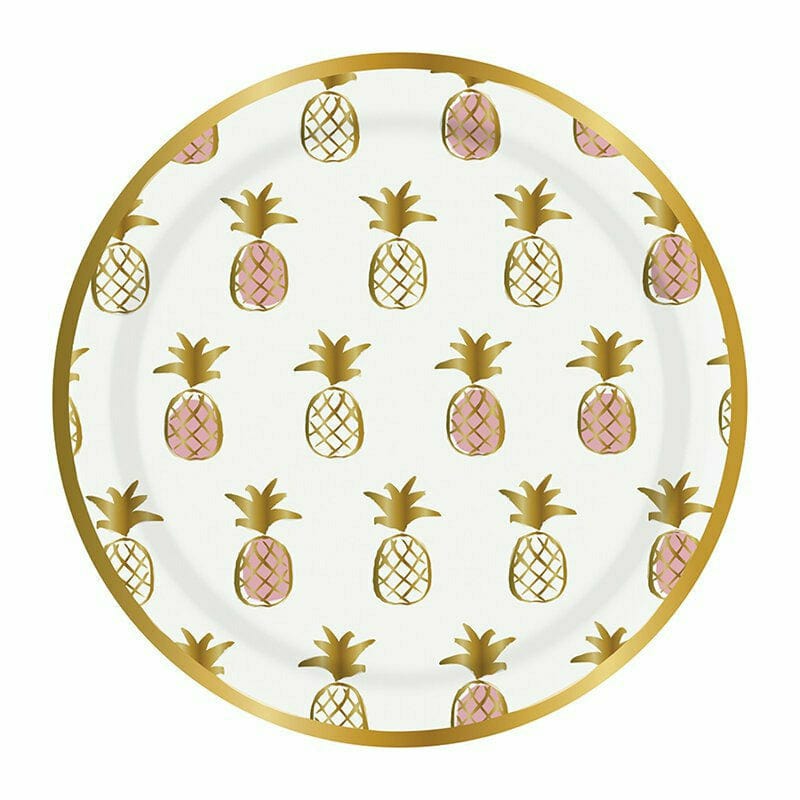 Slant Collections BOUTIQUE White Pineapple Round Lunch Plate - 8 Count