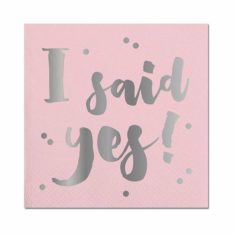 Slant Collections WEDDING Embossed Foil Beverage Napkins - "I Said Yes!" - 20 Count