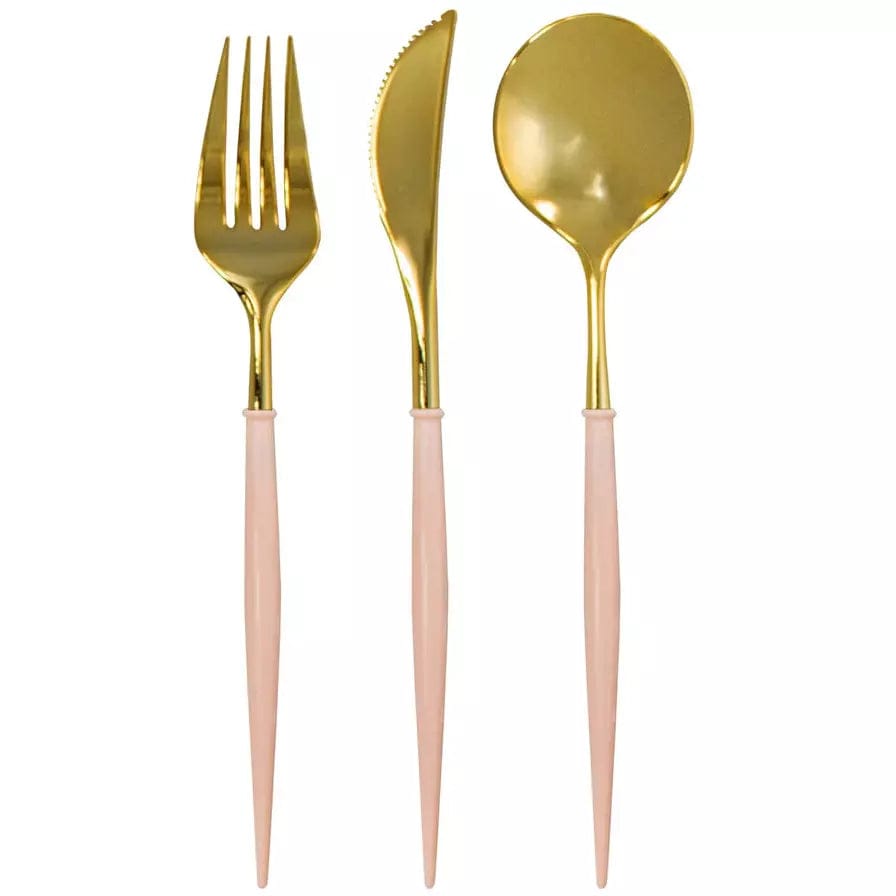 Sophistiplate BASIC BLUSH &amp; GOLD BELLA ASSORTED PLASTIC CUTLERY/24PC, SERVICE FOR 8