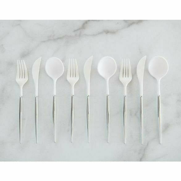 Sophistiplate BASIC SILVER BELLA ASSORTED PLASTIC CUTLERY/24PC, SERVICE FOR 8