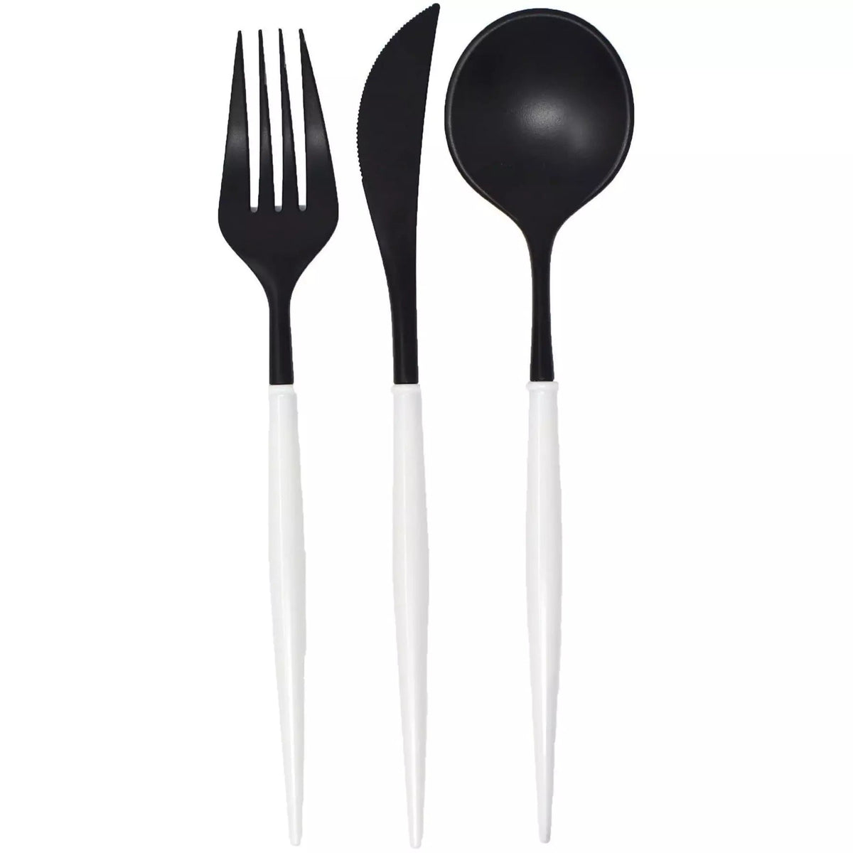 Sophistiplate BOUTIQUE BLACK AND WHITE BELLA ASSORTED PLASTIC CUTLERY