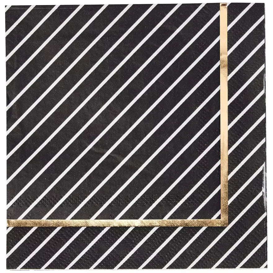 Sophistiplate BOUTIQUE NAPKINS EVERYDAY BLACK &amp; GOLD PAPER COCKTAIL NAPKIN