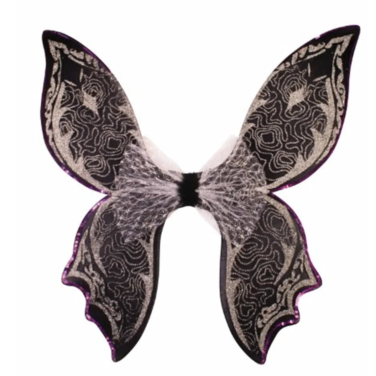 Sparkling Glitter Fairy Wings, Silver & Black