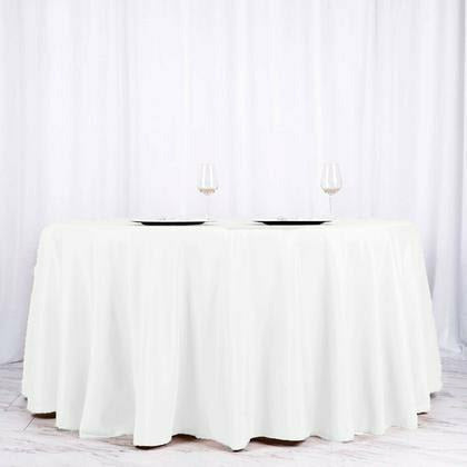 Tablecloths Factory BASIC 120&quot; White Polyester Round Tablecloth