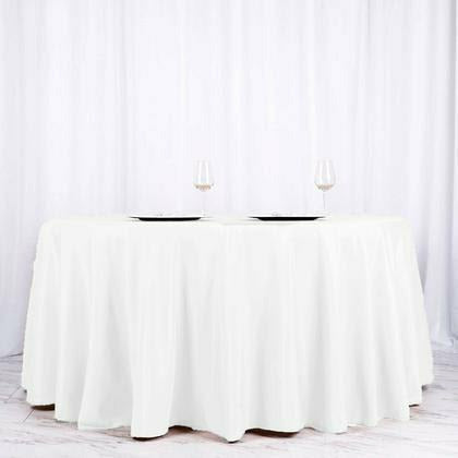 Tablecloths Factory BASIC 120" White Polyester Round Tablecloth