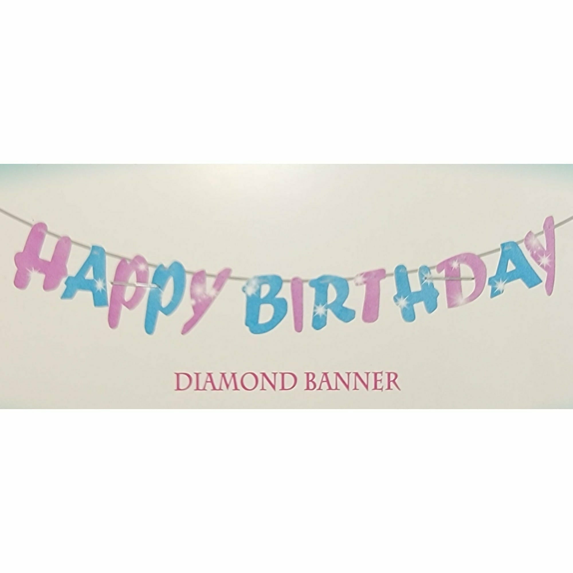 Ultimate Party Super Stores 11" DIAMOND BANNER Blue & Pink