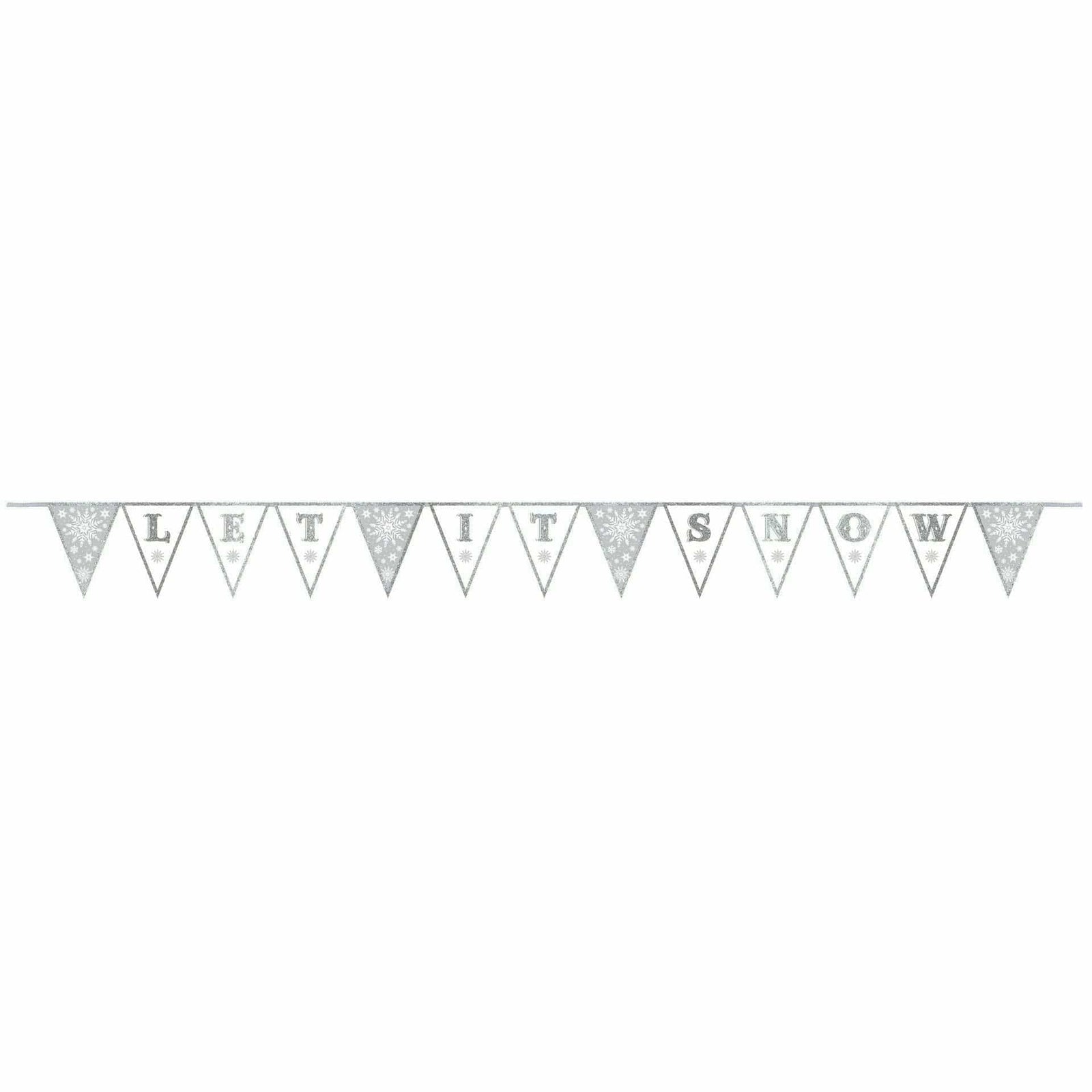 Ultimate Party Super Stores Amscan 11.25 in. X 10 Ft. Christmas Let It Snow Fabric Glitter Pennant Banner