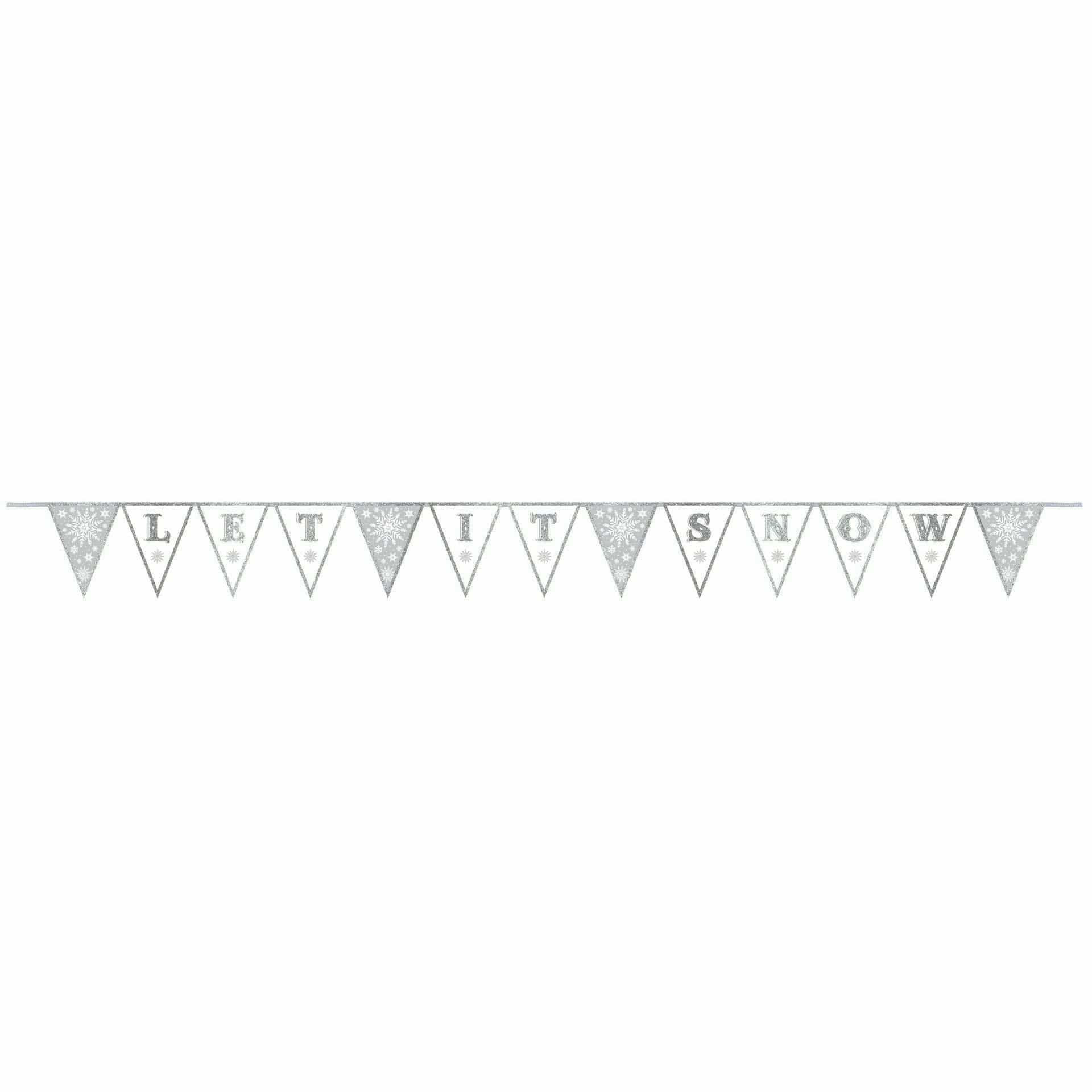 Ultimate Party Super Stores Amscan 11.25 in. X 10 Ft. Christmas Let It Snow Fabric Glitter Pennant Banner
