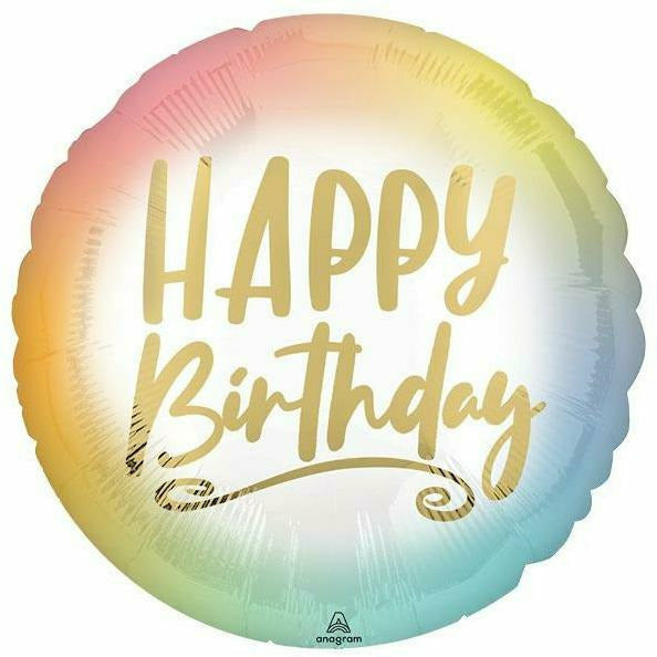 Ultimate Party Super Stores BALLOONS 397 17" Happy Birthday Ombre Gold Foil
