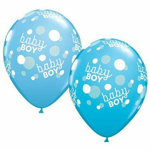 Ultimate Party Super Stores BALLOONS Baby Boy Blue White Dots A Round 11" Latex Balloon