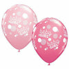 Ultimate Party Super Stores BALLOONS Baby Girl Pink White Dots A Round 11