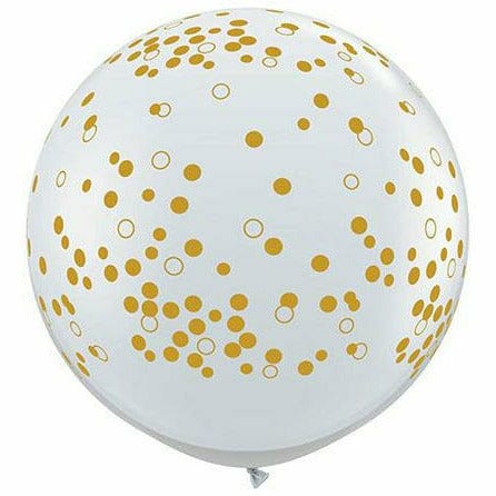 Ultimate Party Super Stores BALLOONS Gold Confetti Dots Clear 36&quot; Latex Balloon