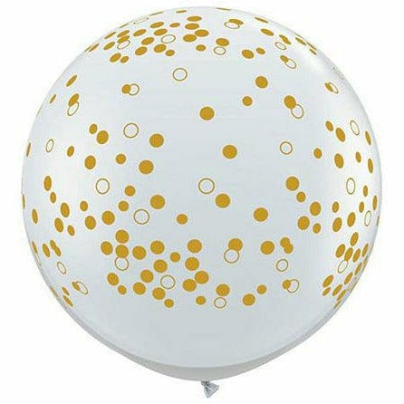 Ultimate Party Super Stores BALLOONS Gold Confetti Dots Clear 36" Latex Balloon