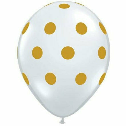 Ultimate Party Super Stores BALLOONS Gold Polka Dots Clear 11" Latex Balloon