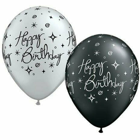 50 Ballons 11 Joyeux Anniversaire Sparkling Assortment Fantasy - Qualatex  - Abc PMS