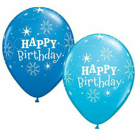 Ultimate Party Super Stores BALLOONS Happy Birthday Sparkle Blue Mixed Assortment 11&quot; Latex Balloon