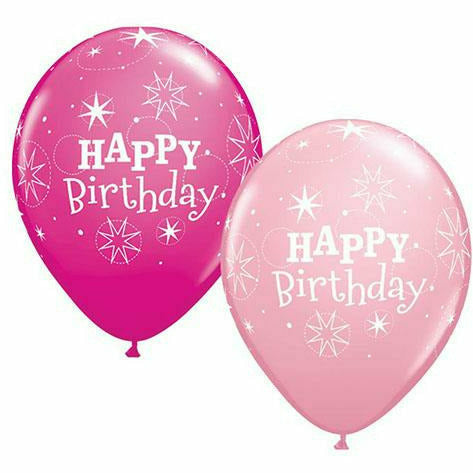 Ultimate Party Super Stores BALLOONS Happy Birthday Sparkle Pink Mixed Assortment 11" Latex Balloon