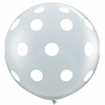 Ultimate Party Super Stores BALLOONS White Polka Dots Clear 36" Latex Balloon