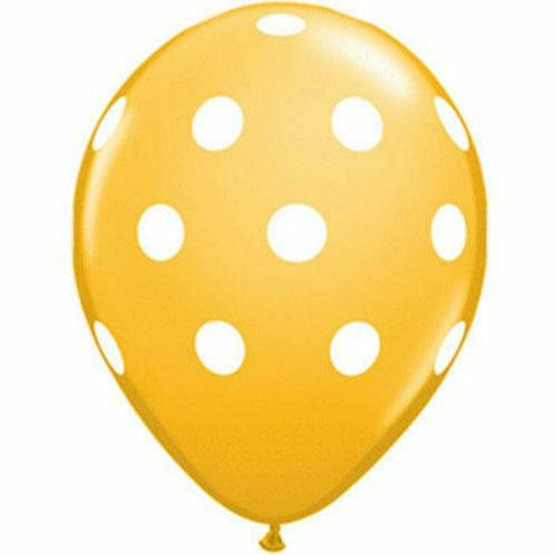 Ultimate Party Super Stores BALLOONS White Polka Dots Goldenrod 11" Latex Balloon