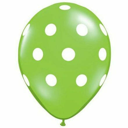 Ultimate Party Super Stores BALLOONS White Polka Dots Lime Green 11&quot; Latex Balloon