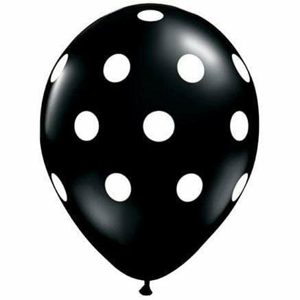 Ultimate Party Super Stores BALLOONS White Polka Dots Onyx Black 11&quot; Latex Balloon