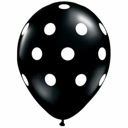 Ultimate Party Super Stores BALLOONS White Polka Dots Onyx Black 11" Latex Balloon