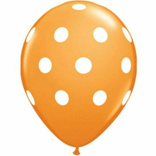 Ultimate Party Super Stores BALLOONS White Polka Dots Orange 11" Latex Balloon