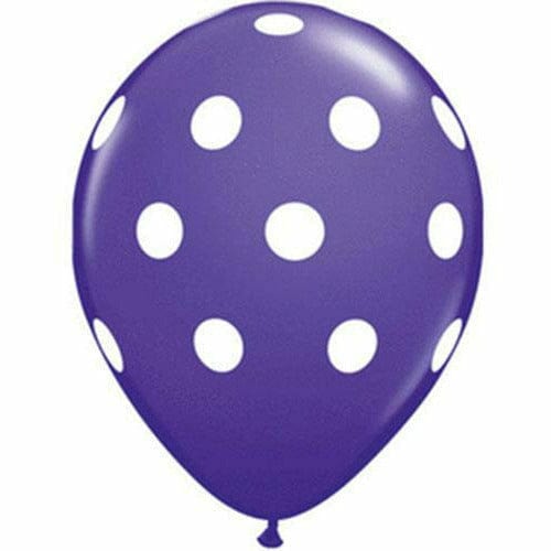 Ultimate Party Super Stores BALLOONS White Polka Dots Purple Violet 11" Latex Balloon