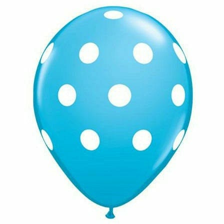 Ultimate Party Super Stores BALLOONS White Polka Dots Robins Egg 11&quot; Latex Balloon