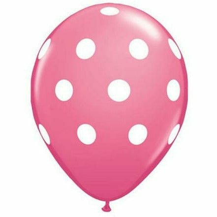 Ultimate Party Super Stores BALLOONS White Polka Dots Rose 11&quot; Latex Balloon