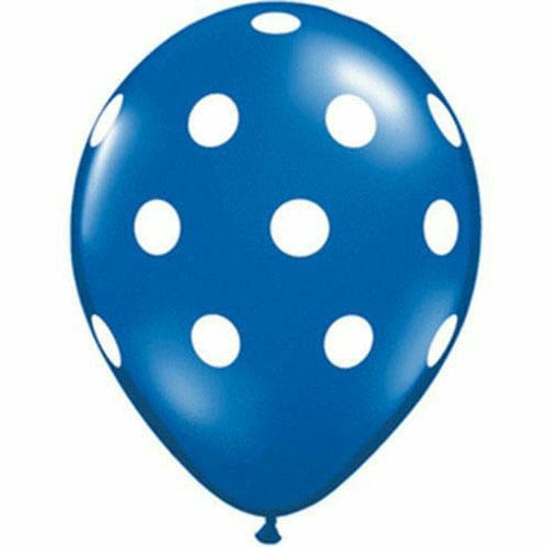 Ultimate Party Super Stores BALLOONS White Polka Dots Sapphire Blue 11" Latex Balloon