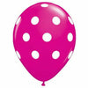 Ultimate Party Super Stores BALLOONS White Polka Dots Wild Berry 11" Latex Balloon