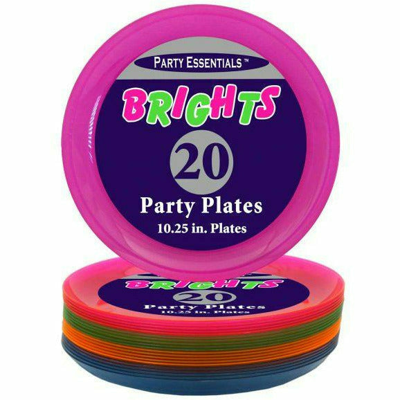 Ultimate Party Super Stores BASIC 10.25″ – 20 CT. ASSORTED NEON PARTY PLATES