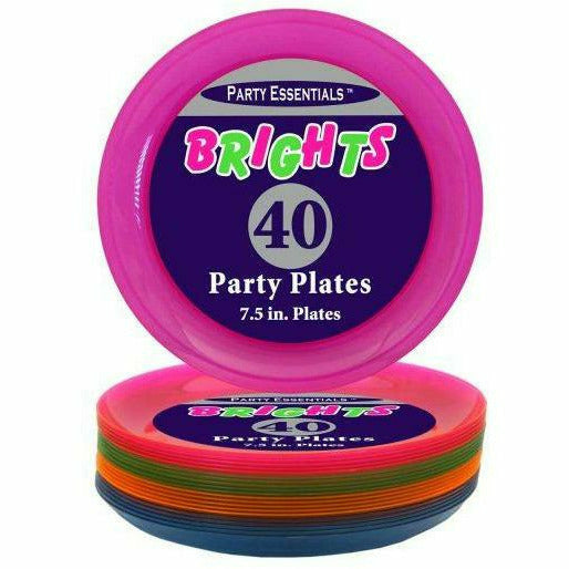 Ultimate Party Super Stores BASIC 7.5″ – 40 CT. ASSORTED NEON PARTY PLATES