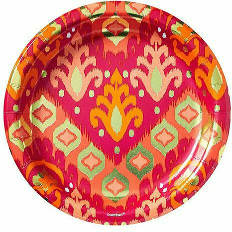 Ultimate Party Super Stores BASIC Metallic Orange Ikat Lunch Plates 8ct