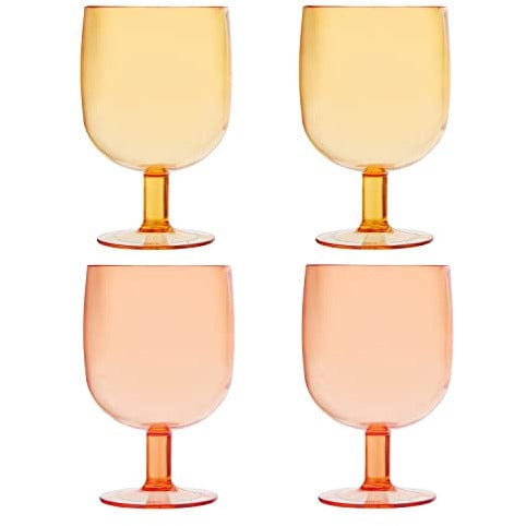 Ultimate Party Super Stores BOUTIQUE Slant Collections Set of 4 Stackable Wine Glasses, 8-Ounce, Pink/Orange