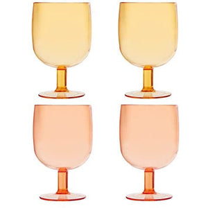 Ultimate Party Super Stores BOUTIQUE Slant Collections Set of 4 Stackable Wine Glasses, 8-Ounce, Pink/Orange